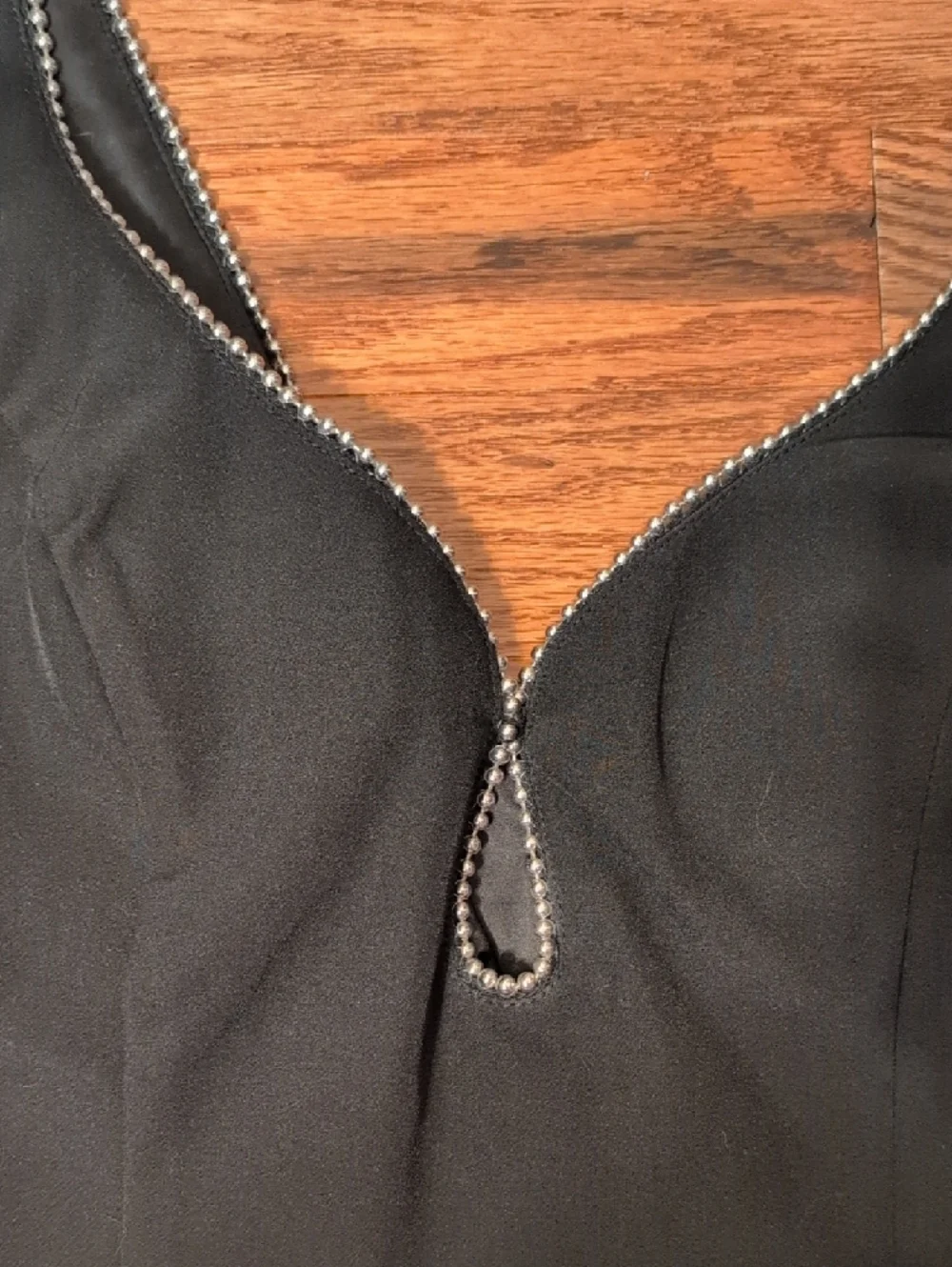 Elegant Black Body Con Midi Dress With Neck Details
